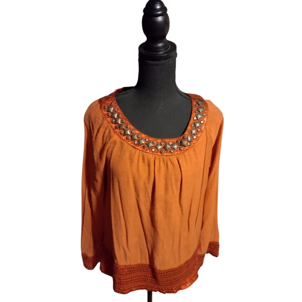 Feline L Orange Blouse